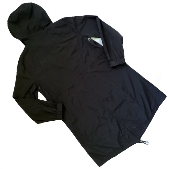 Eileen Fisher Hooded Rain Coat Black. Sz Large - Picture 2 of 11